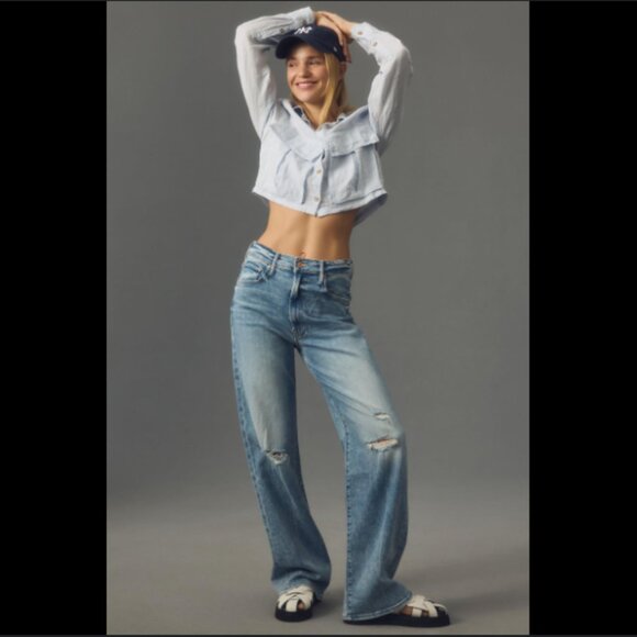 Brand New Pilcro Utility Cropped Buttondown Shirt - Picture 2 of 5